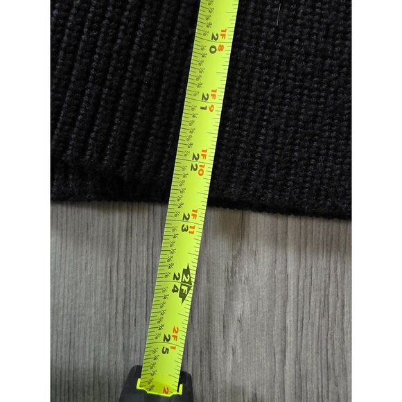 Guess Black Wool Blend Wrap Sweater Faux Fur Collar & Belted Waist Medium - Picture 9 of 9